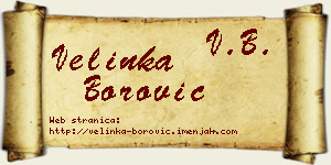 Velinka Borović vizit kartica
